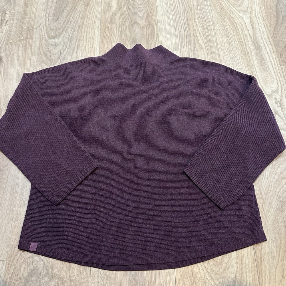 Lululemon Boxy Cotton-Blend Sweater Heathered *Vintage Plum Women's Sz XL/XXL - Picture 4 of 9